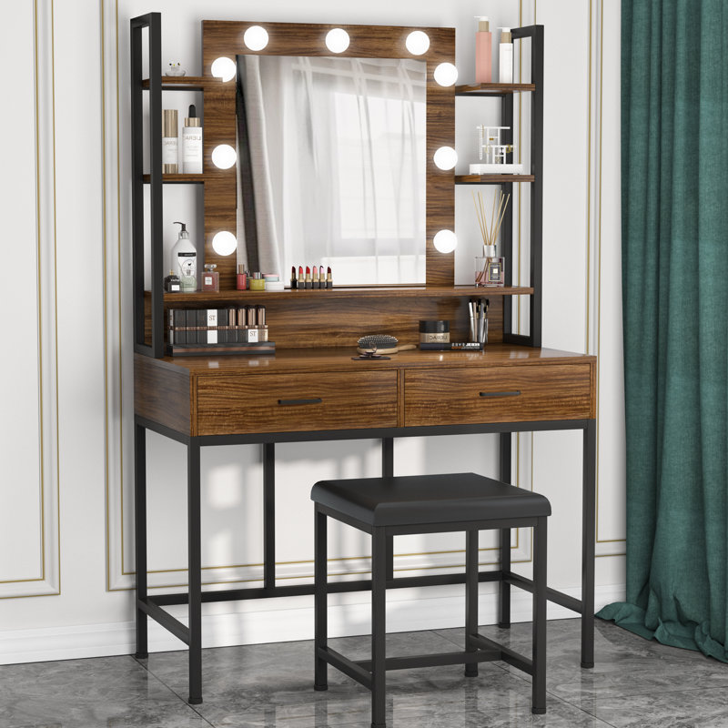 Ebern Designs Vanity Set with Lighted Mirror & Reviews Wayfair